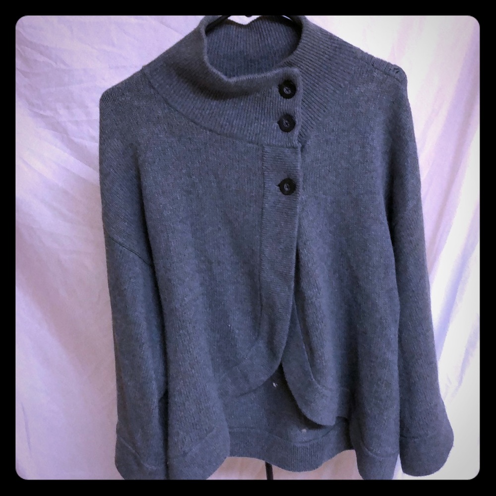 Calvin Klein grey cotton/rabbit hair cape sweater - Picture 1 of 8